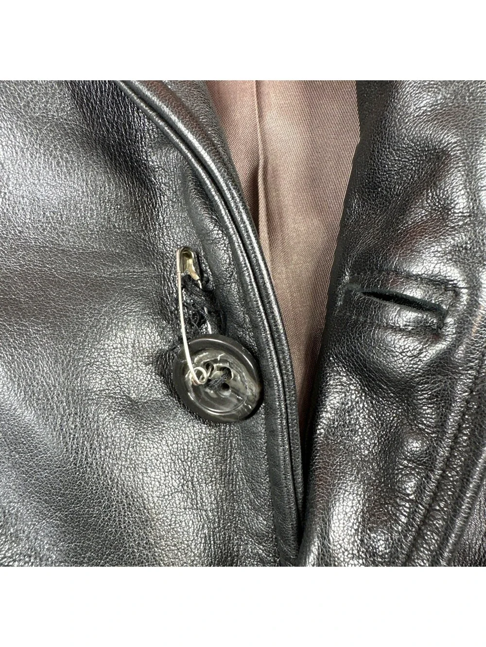 Banana Republic Heavy 100% Full Grain Brown Leather Sz Med 3 Button Blazer